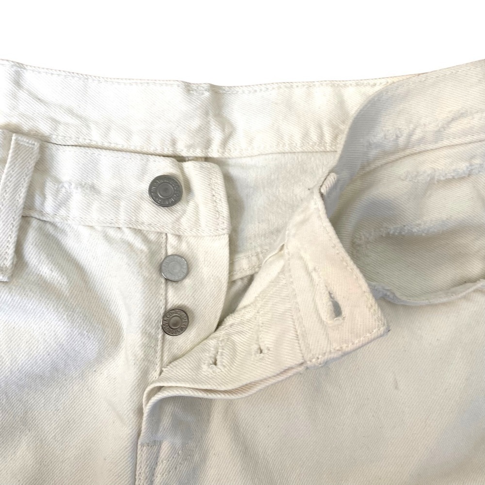 LEVI'S 501 Original Fit White Distressed Straight Leg Jeans - Picture 11 of 15
